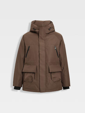 callisto燕麦卡其连帽鹅绒羽绒服