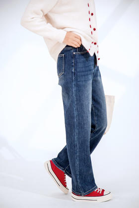 四面弹加绒窄版直筒裤