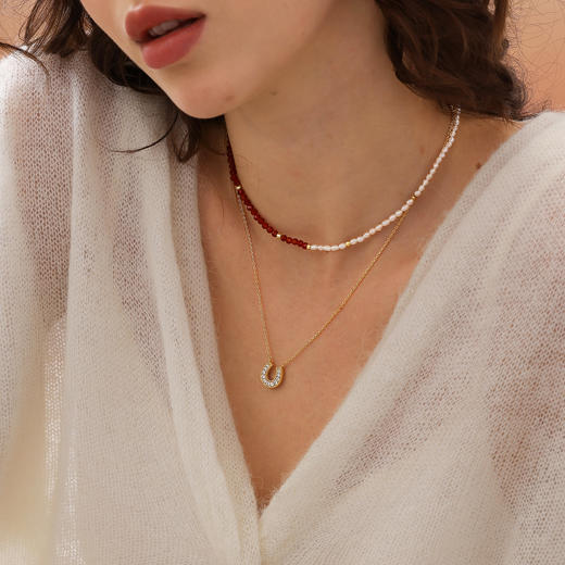 ARSIS｜流光系列 珠光马蹄项链 红色 商品图5