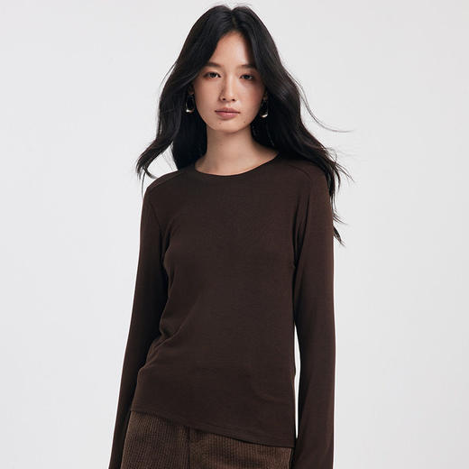 秋冬天丝醋酸打底衫女莱赛尔羊毛圆领保暖针织衫纯色内搭长袖上衣 商品图1