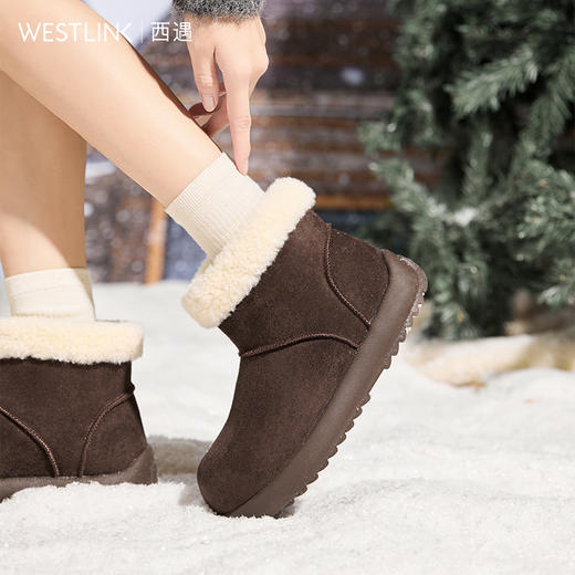 西遇厚底雪地靴女冬新款可爱卡皮巴拉棉鞋保暖加绒毛毛勃肯鞋V2457335 商品图3