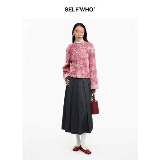 SELFWHO绵羊毛混纺双面穿新中式毛呢外套女2025冬季新款国风上衣 商品图2