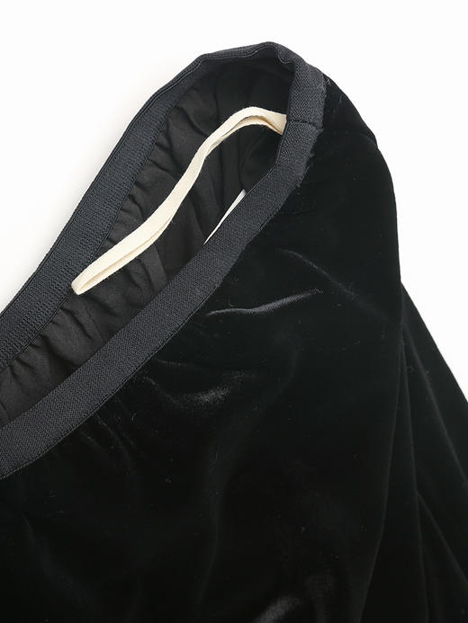 黑色丝绒高腰 A 字长裙 松紧腰垂感大摆裙 秋冬复古优雅丝绒半身裙 商品图2