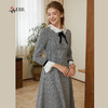 司歌收腰拼荷叶连衣裙秋冬羊毛裙A921035X 商品缩略图0