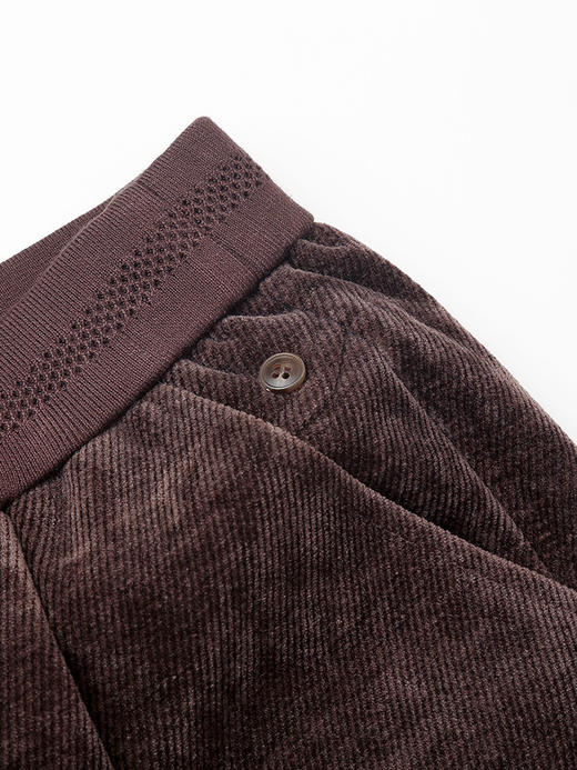 深棕丝绒高腰阔腿裤 松紧腰垂感直筒裤 秋冬复古丝绒休闲长裤 商品图3