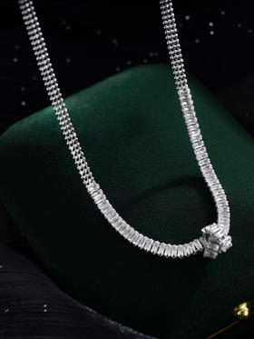 子佩集S925银【曼涟】套链【FYL-0189】纯银时尚项链打结锆石2410