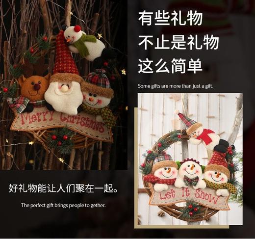 【圣诞藤条花环】🔻圣诞老人雪人麋鹿款   🔻全雪人款  ✅立体雪人+圣诞老人+麋鹿公仔，细节感爆棚！-ZTDJ 商品图7