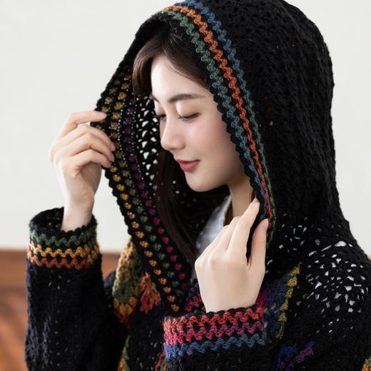 苏苏姐家五光十色连帽大衣手工diy钩针编织羊毛外套毛线团材料包 商品图2