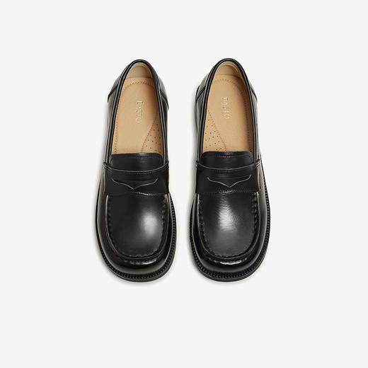 【百思图】BF楼百思图2026春季新款牛皮乐福鞋小皮鞋一脚蹬女单鞋UZW01AA6吊牌价959.现价399 商品图0