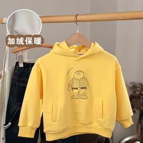 男童卫衣冬季儿童加绒连帽上衣小童一体绒加厚套头衫大童保暖衣服
