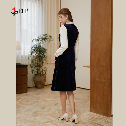 司歌假两件丝绒连衣裙秋冬女A921179X 商品图3