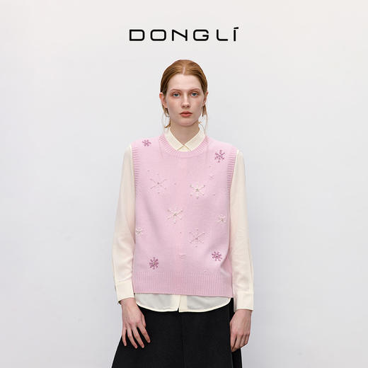 东黎 • 童心未远 初雪 山羊绒女士冬季浪漫雪花马甲 5634 商品图3