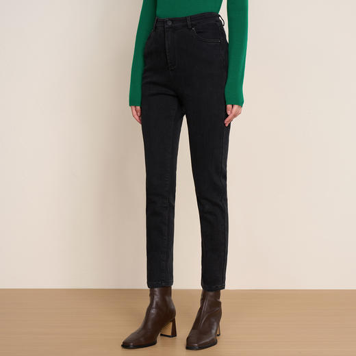 EITIE爱特爱冬季新款时尚简约通勤显瘦修身百搭黑色小脚铅笔裤8005713 商品图2