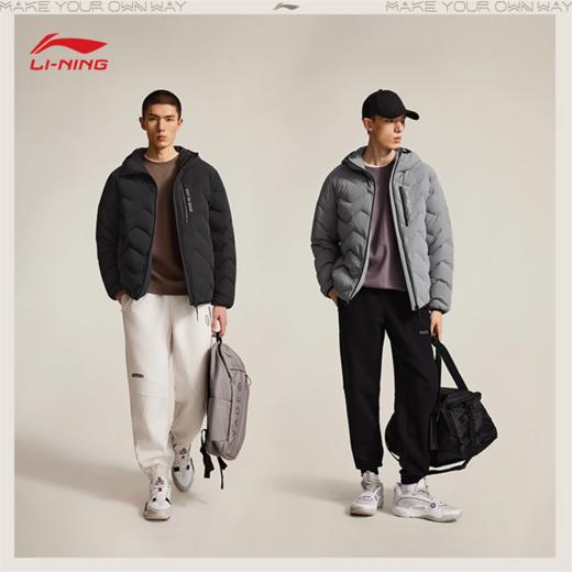 李宁韦德系列男子防泼水鹅绒短羽绒服AYMV055 商品图2