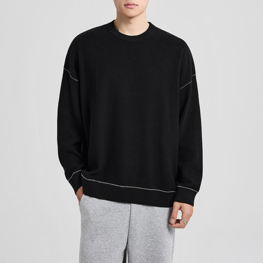 墨麦客男装撞色衔线套头毛衣男2025秋新款元宝针男士针织衫22006 商品图2