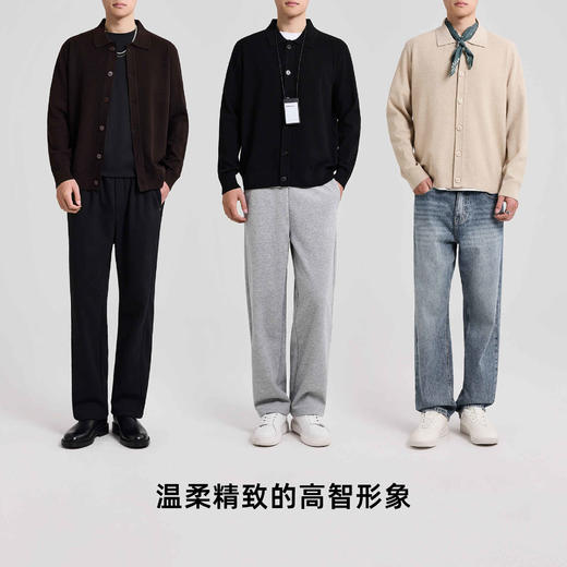 墨麦客男装2025年秋季新款翻领针织夹克外套男士休闲百搭针织衫男 商品图4