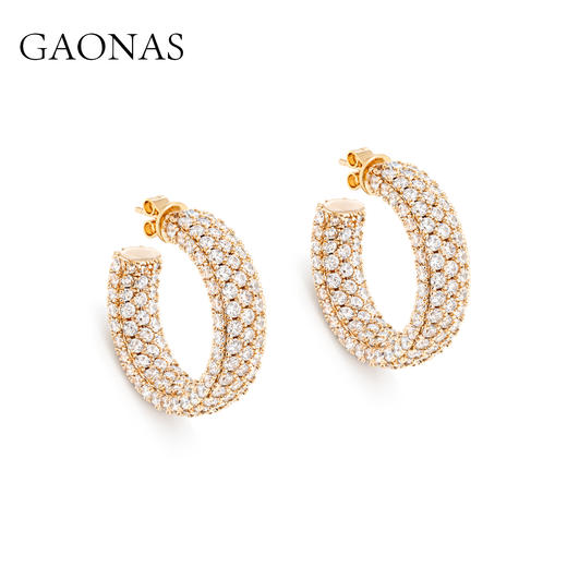 GAONAS 贵气时髦豪镶金色耳圈11687ERG 商品图2