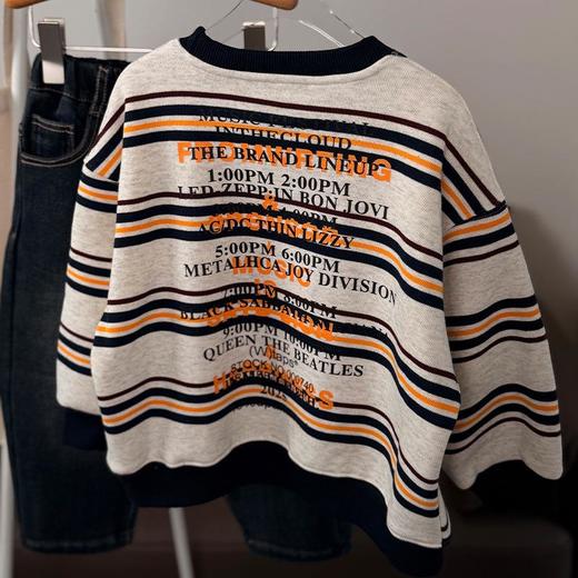 男童卫衣冬季儿童加绒上衣小童条纹加厚打底衫冬装大童保暖衣服冬 商品图1