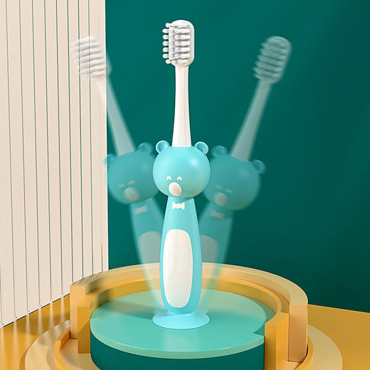 【云柔软毛呵护萌牙❗️科学月抛清洁固齿】RAOYI吸盘熊月抛抑菌儿童软毛牙刷 3-12岁宝宝清洁细软毛牙刷。ja 商品图2