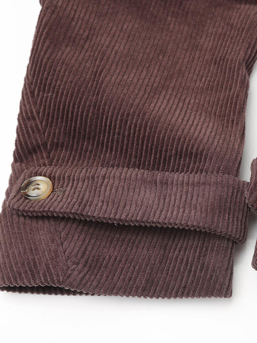 深棕灯芯绒西装外套 双排扣翻领宽松中长款夹克 秋冬复古休闲质感西装 商品图4