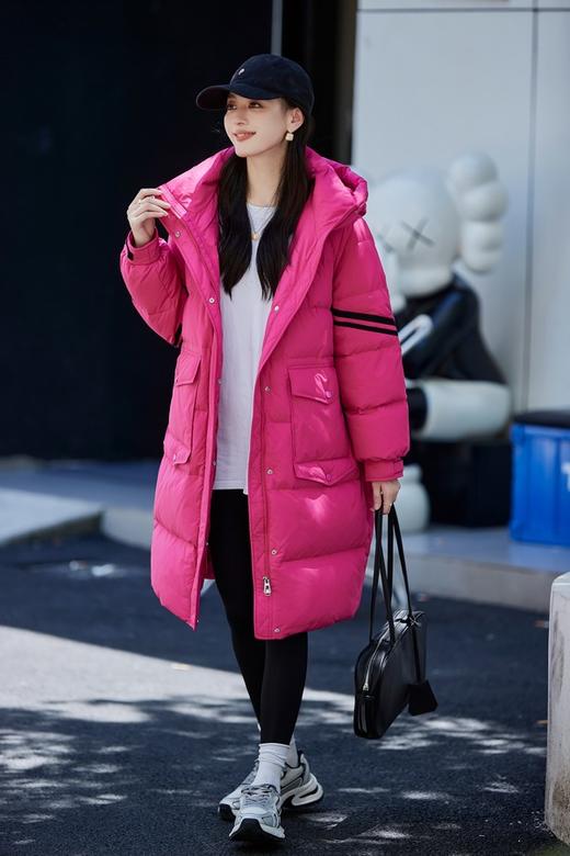 LNNNS 减龄学院风条纹中长款羽绒服外套 21776 商品图0