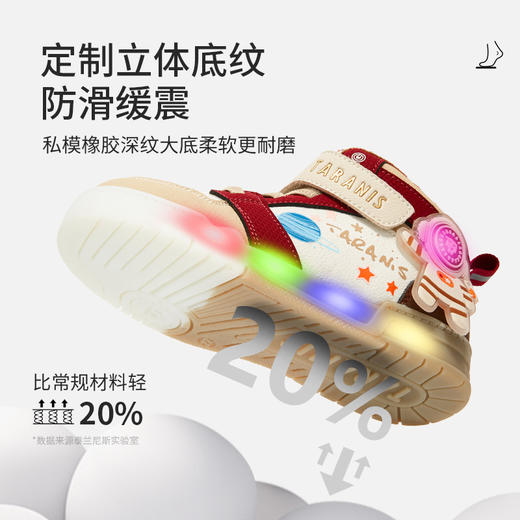 泰兰尼斯儿童闪灯板2025年冬季新款男童板鞋女童休闲闪灯鞋儿童闪灯鞋子 T02X5D6642 商品图3