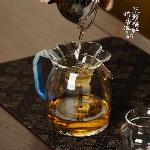 暗香疏影/花语过滤网组/纯透明高硼硅玻璃花型一体式激光点孔茶漏 商品图5