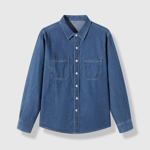 GXG春季经典时尚双开线贴袋户外逛街百搭翻领男士牛仔衬衫K&C 商品图2