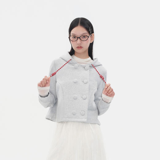 Herlian2025冬季新品 双排扣连帽开衫卫衣女士 商品图1