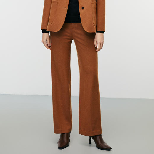 EITIE爱特爱精致简约高腰显瘦直筒毛呢休闲裤冬季新款8005702 商品图2