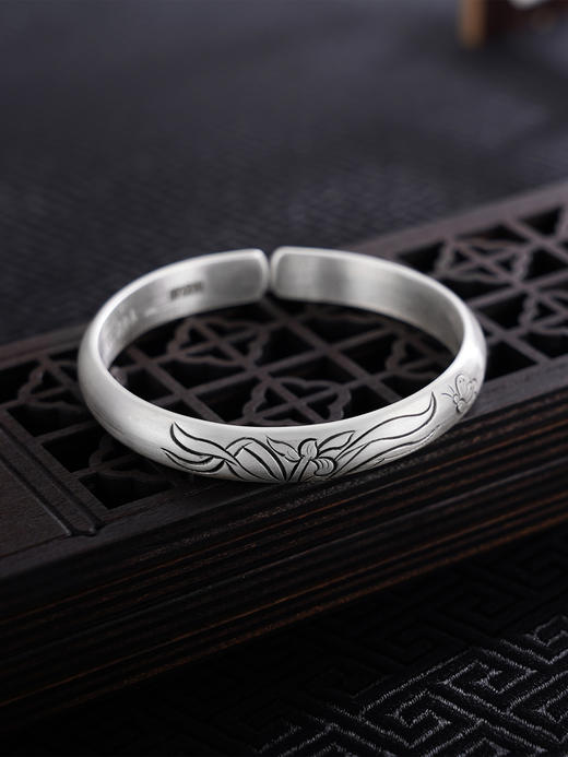 【花蝶缱绻】子佩集S999银手工手镯原创设计【55071210】2407 商品图0