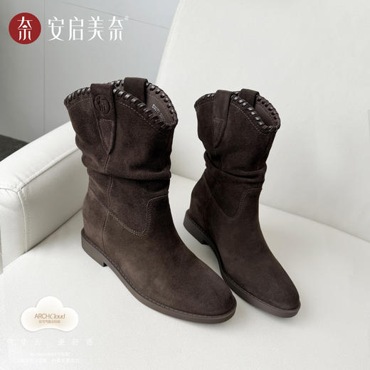 ARCHCONTACT安启美奈圆头秋冬复古小香风瘦瘦靴53077 商品图5