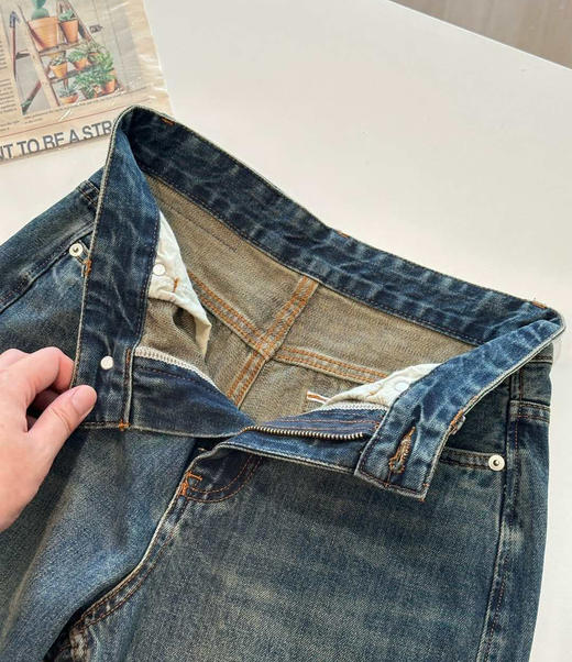 Moco原单去标复古水洗缝线前移牛仔裤112707 商品图11