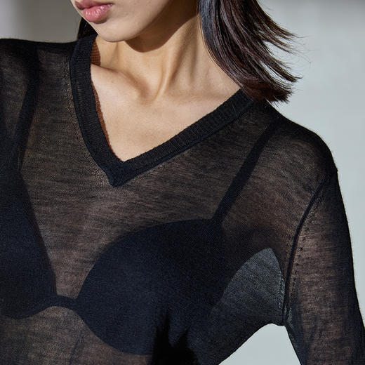 超轻薄羊绒V领打底衫SJS96W002N 商品图6