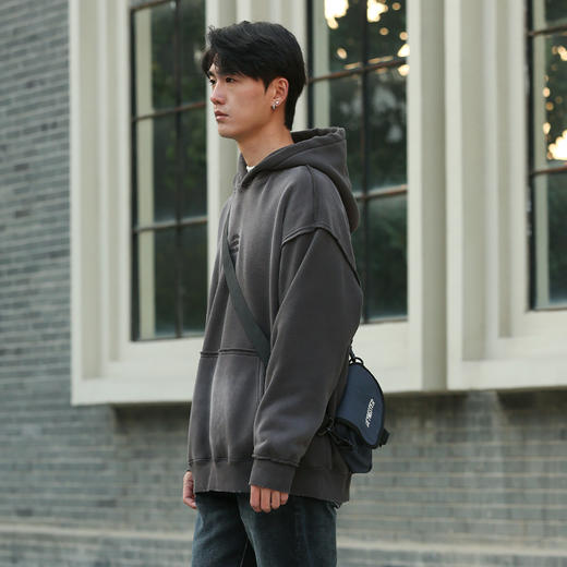 DRONKOO 2025 连帽前三排刺绣字母洗水做旧复合绒微阔厚卫衣 商品图2