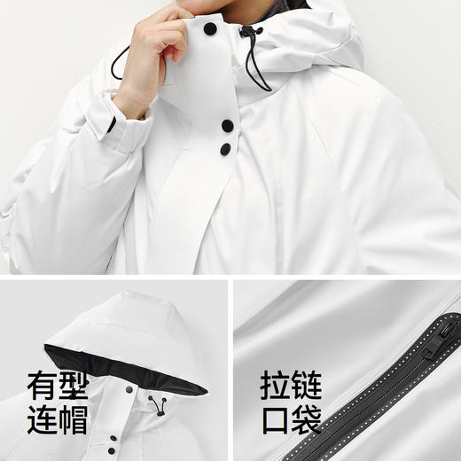 森马羽绒服女冬季轻薄80绒子宽松连帽插肩袖撞色上衣简约潮酷外套 商品图3