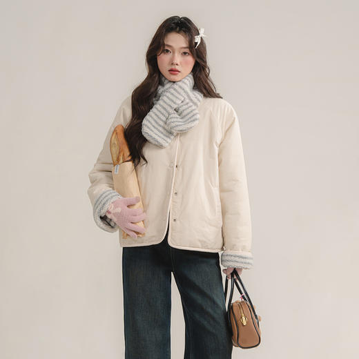 西遇双面穿摇粒绒短款棉服女冬季新款显瘦不臃肿保暖夹棉外套SS051721 商品图1