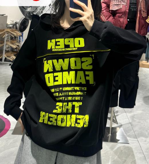 NC连帽分割撞色图案长袖卫衣50806（黑）秋季253060410321 商品图0