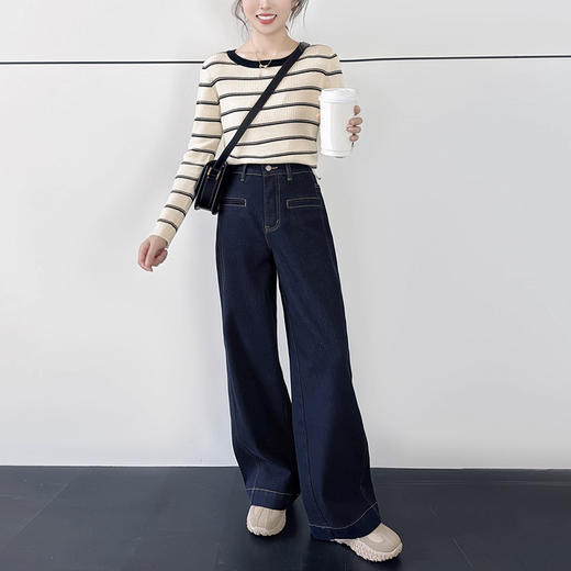 裁缝学苑AS594条纹正肩长袖T恤纸样打底女装新款韩系针织衫上衣样板 商品图4