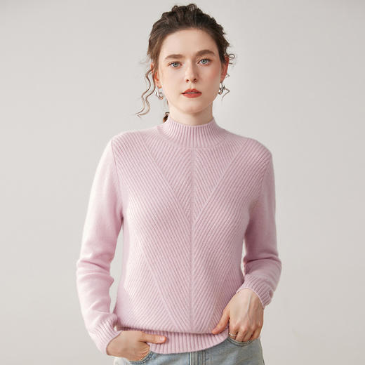 「高货rig」全新升级【铂金会员413/天猫559/差价146】(04227)洛诗琳新款半高领羊绒衫2025秋冬七针双股加厚针织毛衣女 商品图0