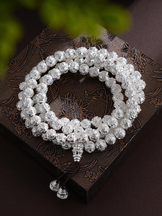 子佩集S990银真言手串【LZZY5】纯银8mm白手链2409 商品图0