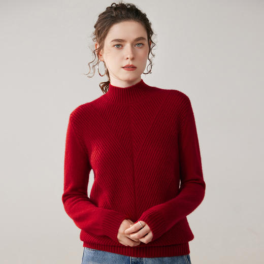 「高货rig」全新升级【铂金会员413/天猫559/差价146】(04227)洛诗琳新款半高领羊绒衫2025秋冬七针双股加厚针织毛衣女 商品图3