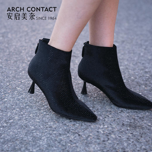 ARCH CONTACT安启美奈秋季新品时尚丝绒烫钻女靴52872 商品图2