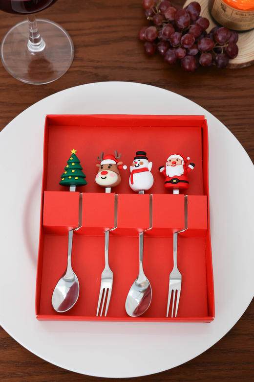 【圣诞勺叉套装】 ✅莫兰迪ins风格，高级感满满    ✅食品级 不锈钢材质，一体锻压，坚固耐用-ZTDJ 商品图4
