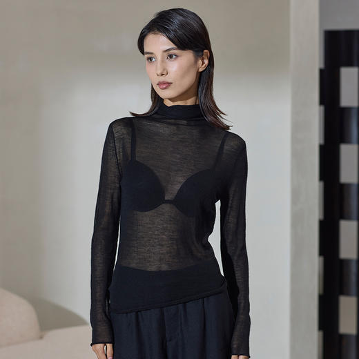 超轻薄羊绒高领打底衫SJS96W001N 商品图3