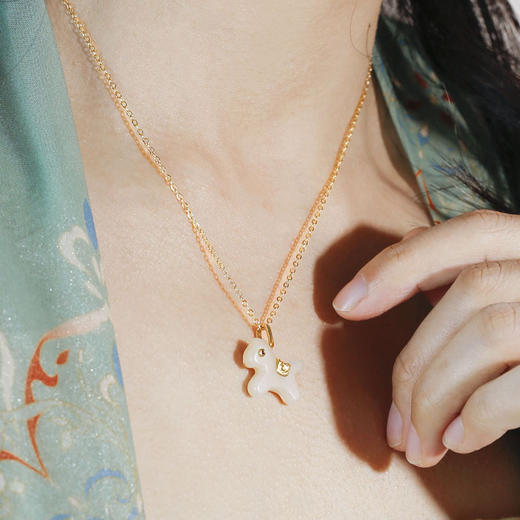 带证书和田玉吊坠，新年属马本命年项链JX-XHP2749 商品图1