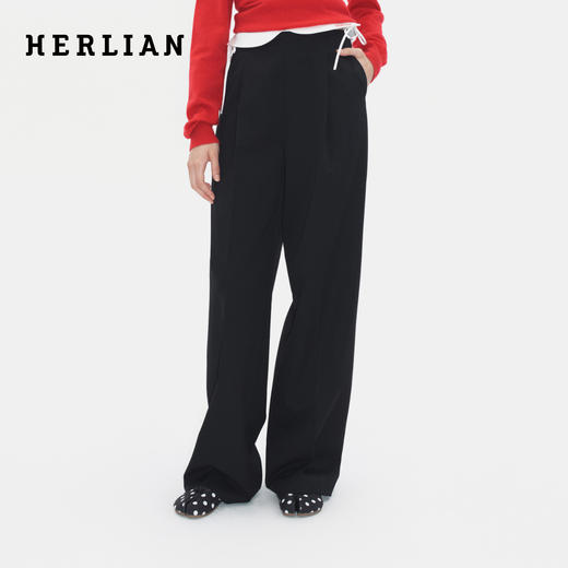 HERLIAN 2025冬季新品 翻腰头拼接设计休闲直筒西裤女士 商品图0
