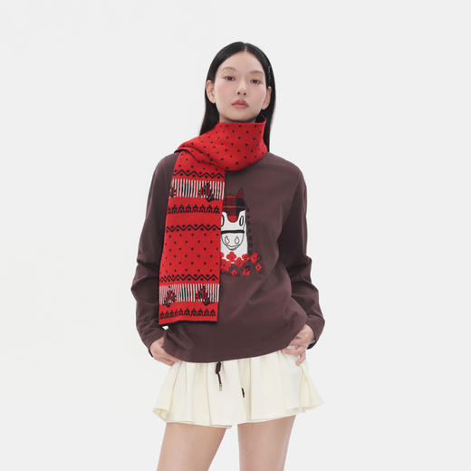 Herlian 2025冬季新品 马头叠图腾绣花长袖T恤女士 商品图1