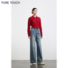 PURE TOUCH女装25秋冬新款Polo翻领羊毛针织衫新年红绞花宽松毛衣 商品缩略图3