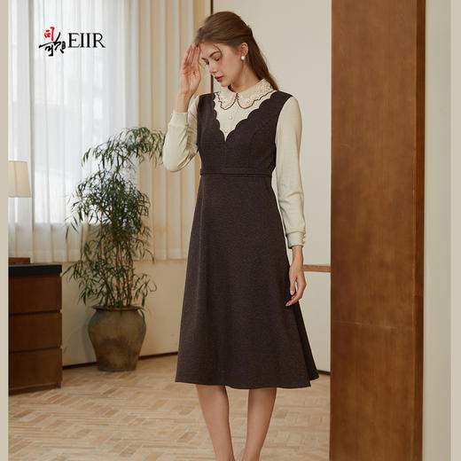 司歌假两件秋冬连衣裙翻领收腰裙A921112X 商品图1